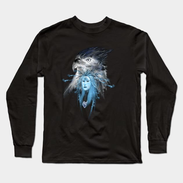 Eagle Shaman Long Sleeve T-Shirt by Looazo